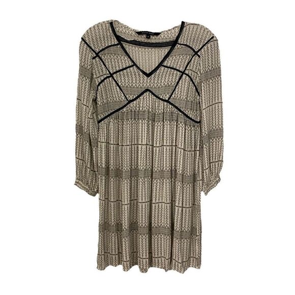 Walter Baker Geometric Print Gray & White Long Sleeve Tunic/Dress | Size 2/Extra - Picture 1 of 5